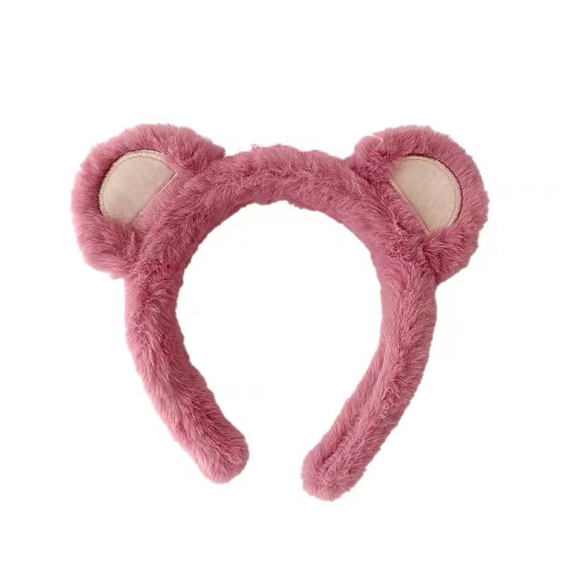 Felpa fresa oso diadema celebridad de Internet nuevos accesorios para el cabello Otoño e Invierno cara lavado presión pelo lindo tocado al por mayor diadema de oreja de gato