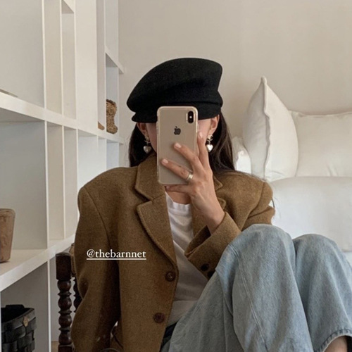 fever same style hat women's autumn and winter wool beret French retro sheep felt hat British painter hat newsboy hat