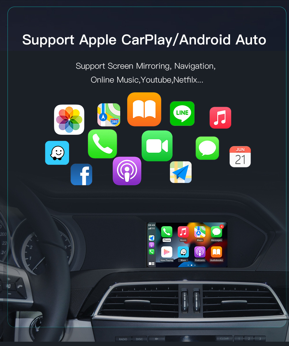 Suitable for Mercedes-Benz Upgrade Decoding Module Ntg4.5 4.7 5.0 Wireless Carplay/Hicar/Android Auto