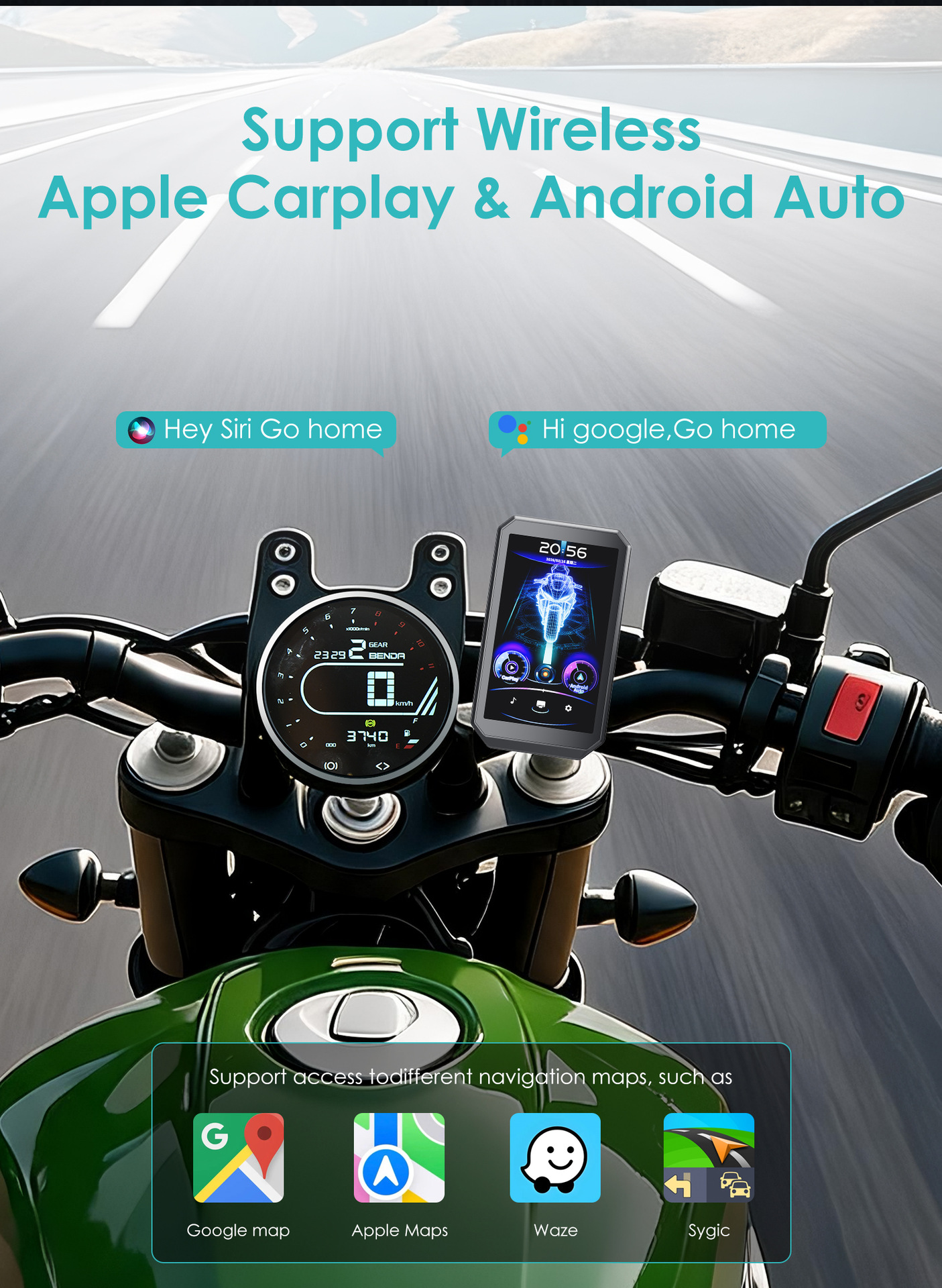Cross-border new product 3.6inch portable smart cycling display screen with long battery life for motorcycle carplay navigation