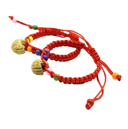 New natural walnut peach red rope bracelet for Dragon Boat Festival Children's zodiac year peach blue and red bracelet