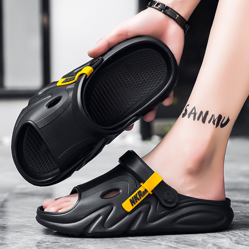 Zapatillas de marca de moda transfronteriza para hombres, ropa exterior de verano, suela gruesa antideslizante, sandalias deportivas de doble uso, zapatos de playa para conducir