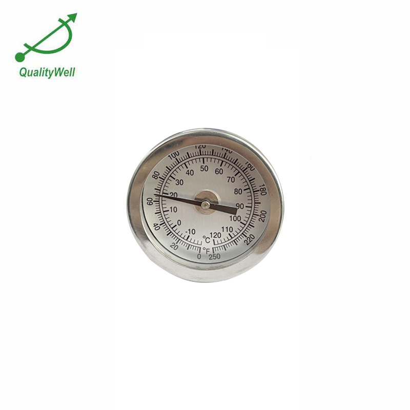 森垚SS304材质轴向指针式T200双金属温度计 玻璃表蒙 6.35MM探杆