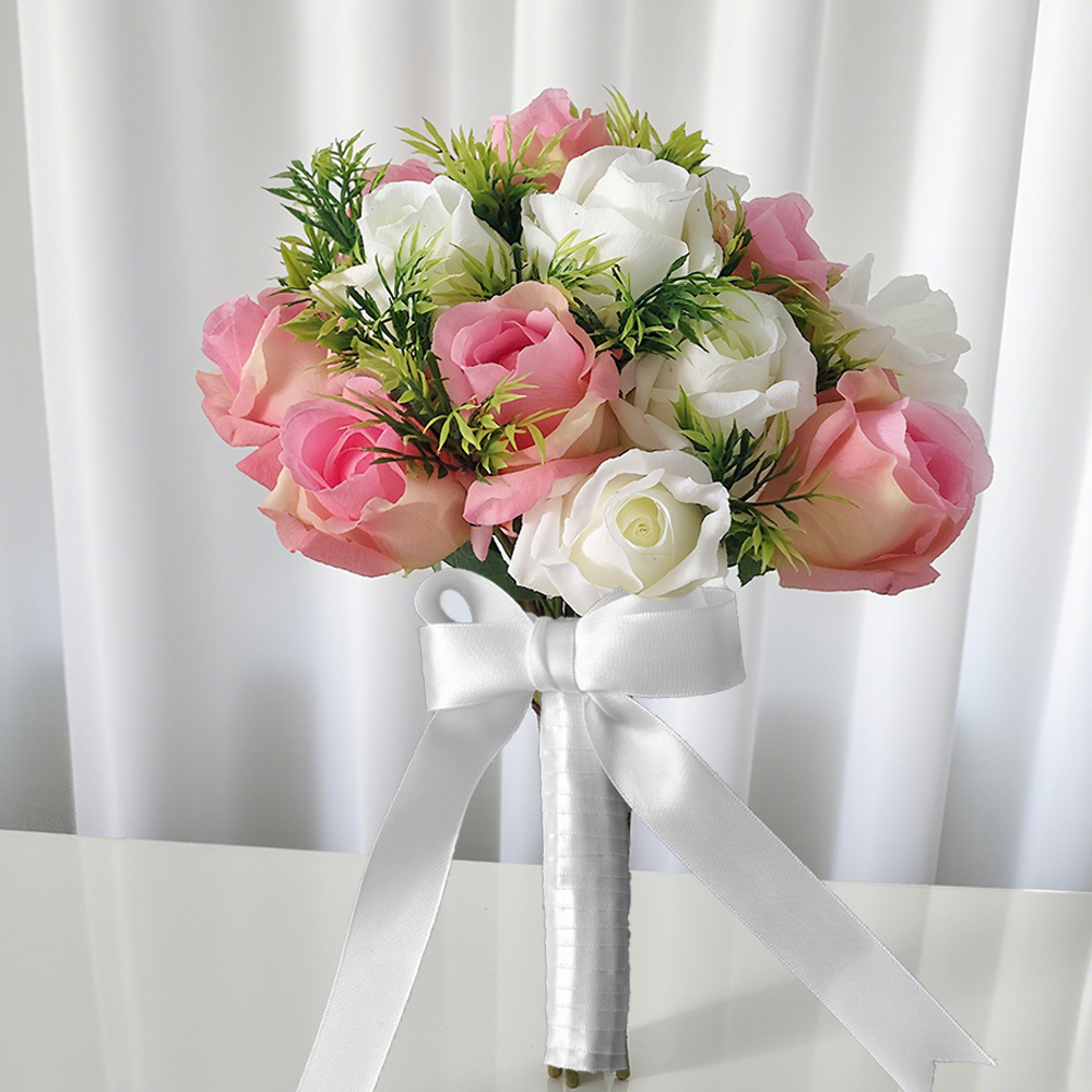 Novias en la mano flores de boda simulación de flores de rosas de estrella llena damas de honor fotos de boda props suministros de boda