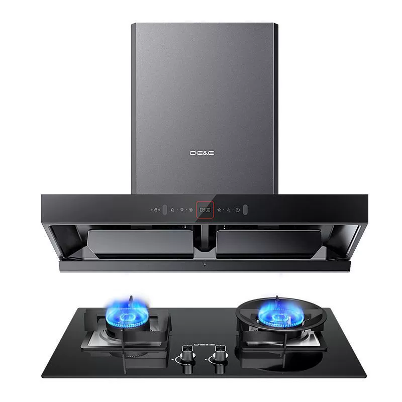 德意油烟机家用26m?大吸力5.2KW猛火灶顶吸式烟灶套餐838A+718AG