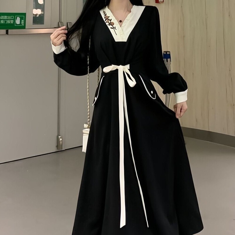 2026 Spring New Slimming New Chinese Style Dress Plus Size A-Line Design with Puff Sleeves Extra Long for a Minimalist Look m 2026 Spring New Slimming New Chinese Style Dress Plus Size A-Line Design with Puff Sleeves Extra Long for a Minimalist Look m