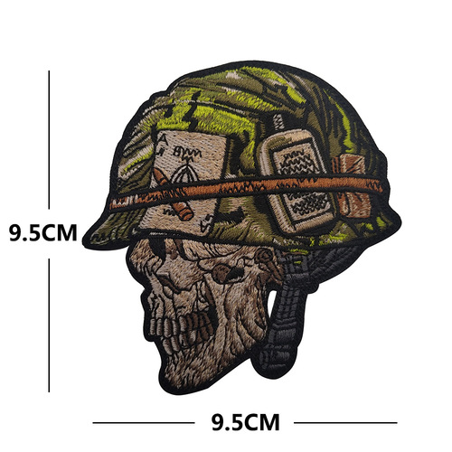 NEVER DIE skull helmet gun warrior embroidery + PVC armband Velcro backpack morale patch patch