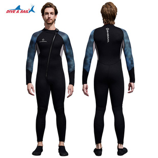 Dive&Sail3Mm One-Piece Wetsuit Men's Long-Sleeved Thickeneded Warm Wetsuit Snorkeling Surfing Swimming Wetsuit