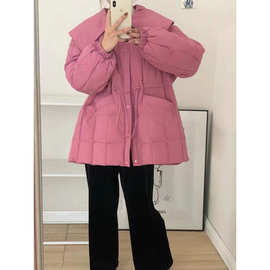 韩版娃娃领冬季羽绒服新款收腰显瘦中长款鸭绒可爱小个子洋气外套