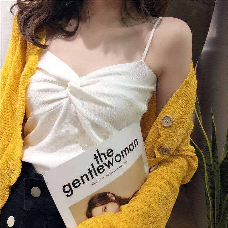 Retro knitted sexy short summer tank top