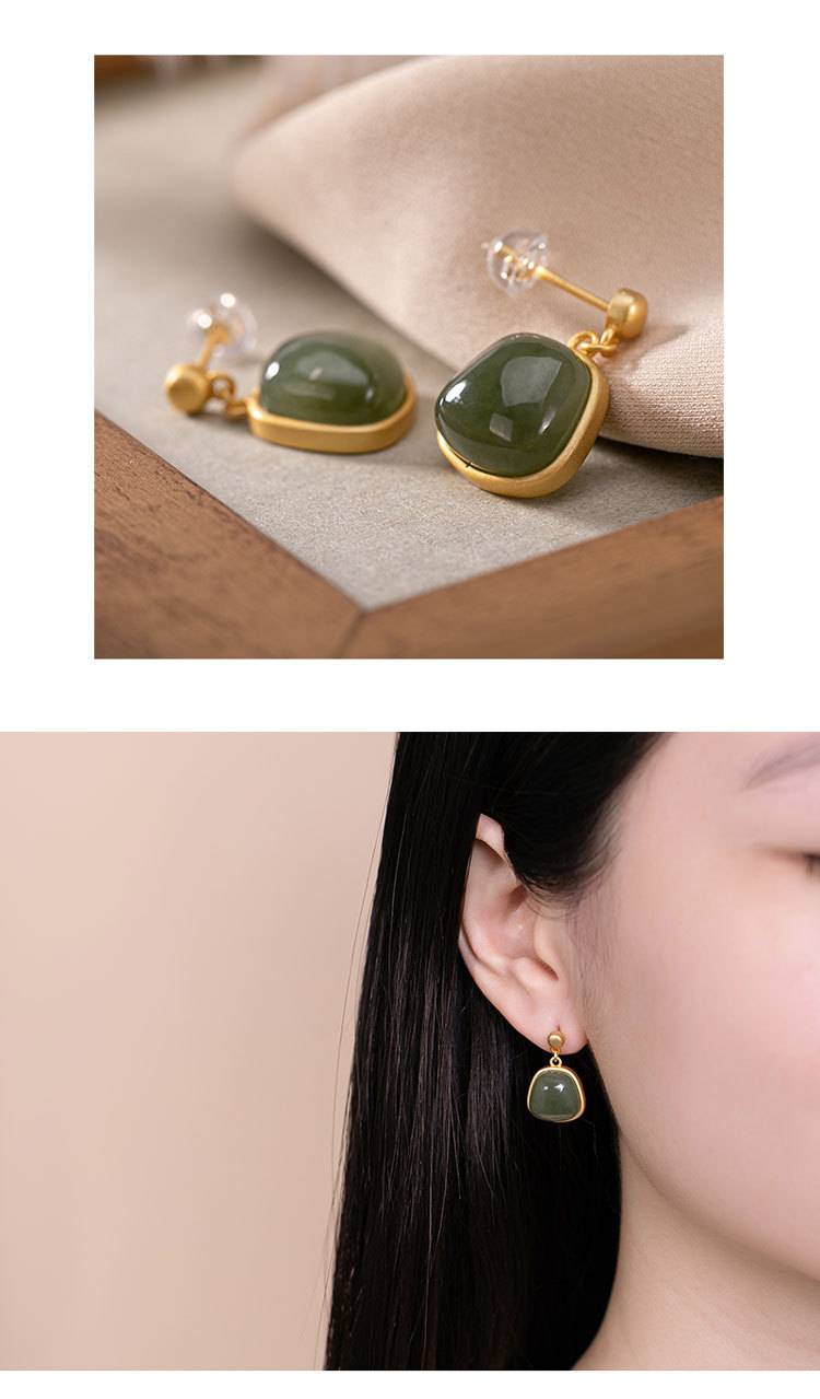 1 Pair Simple Style Trapezoid Inlay Copper Glass Gold Plated Drop Earrings display picture 2