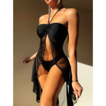 S 16136 Bandeau Mesh Split Swimsuit Ĩ����ɴ����Ӿ�¿羳