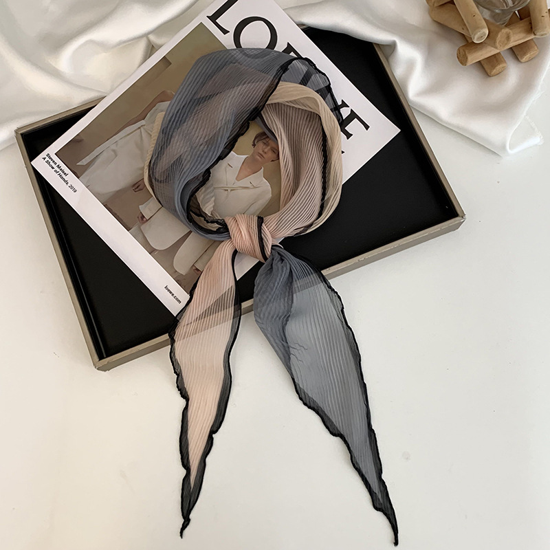 Pañuelo de seda de alta calidad nuevo estilo bufanda arrugada a juego de colores bufanda en forma de diamante bufanda de tul decorativa multifuncional de moda cinturón