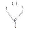 Metal chain from pearl for bride, necklace and earrings, accessory, wholesale