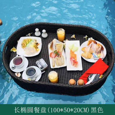 Piscina plato de frutas ratán flotante redonda bandeja de aguas termales Bali Vietnam desayuno cesta B & B Villa