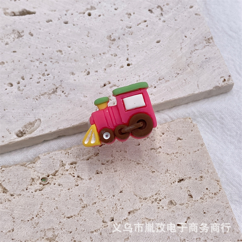 Nuevo coche de dibujos animados avión tren lindo diversión resina anillo personalidad colorido anillo divertido