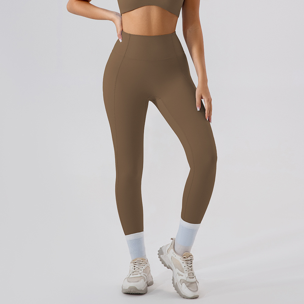 Pantalones ajustados de cintura alta, pantalones deportivos desnudos, Pilates para correr, compresión de secado rápido, pantalones de fitness.