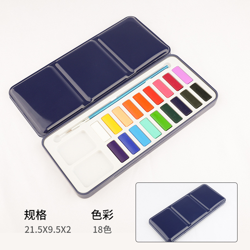 Venta al por mayor 50/72/90/100 color portátil sólido acuarela caja de hierro traje pintura arte pintura personalización transfronteriza