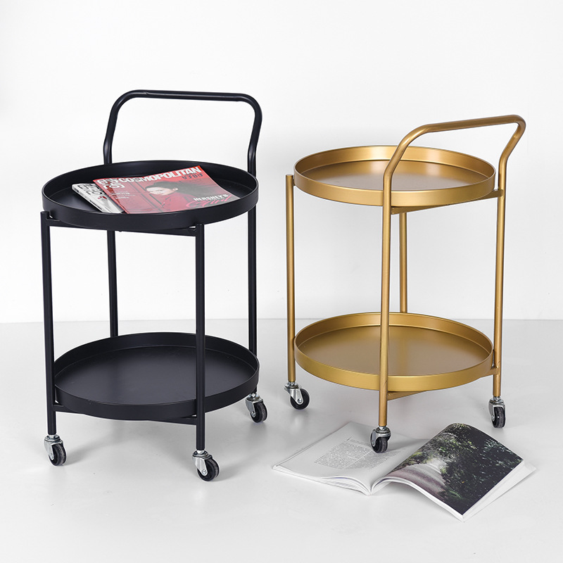 Mesa de centro pequeña móvil nórdica, carro, sofá, mesa lateral con ruedas, esquina de la sala de estar de lujo ligero, mesa de almacenamiento simple junto a la cama
