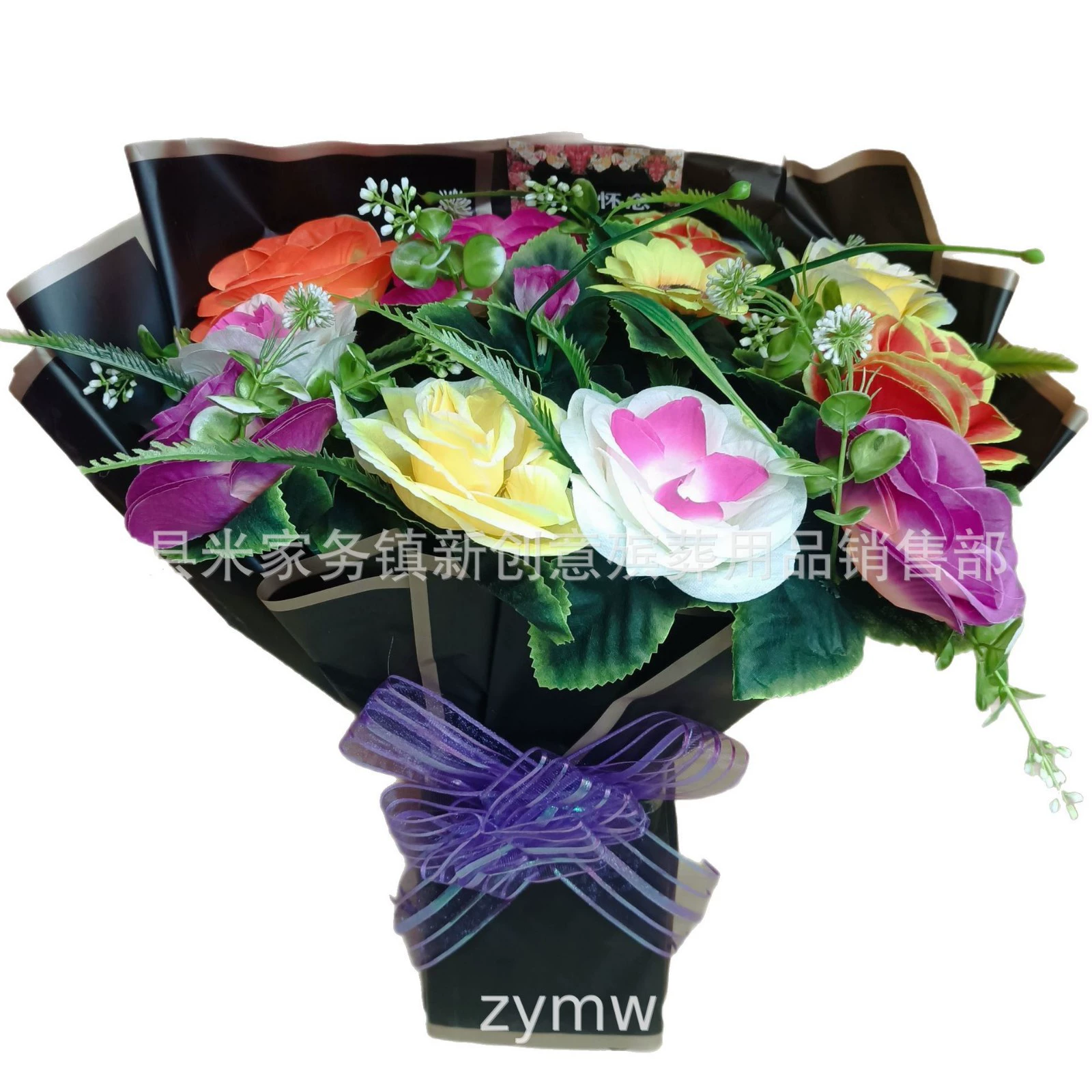 New creative funeral bouquet with-handheld flowers, artificial rose bouquet, Qingming Festival keepsake, holding flowers