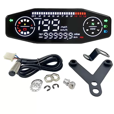 Motorcycle Modified Instrument Assembly Led Digital Meter Voltage Meter Oil Level Meter + Sensor Line Universal Model (Motosiklet cihazları)