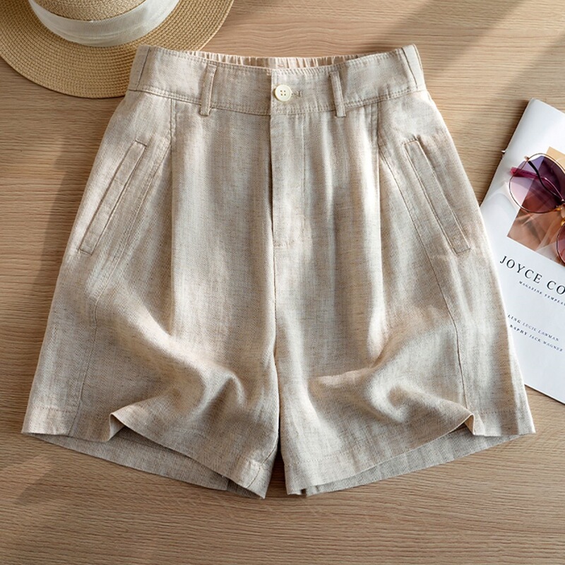 Tencel Linen Suit Shorts for Women Summer 2026 New High-Waisted Slimming Loose Casual A-Line Wide-Leg Shorts