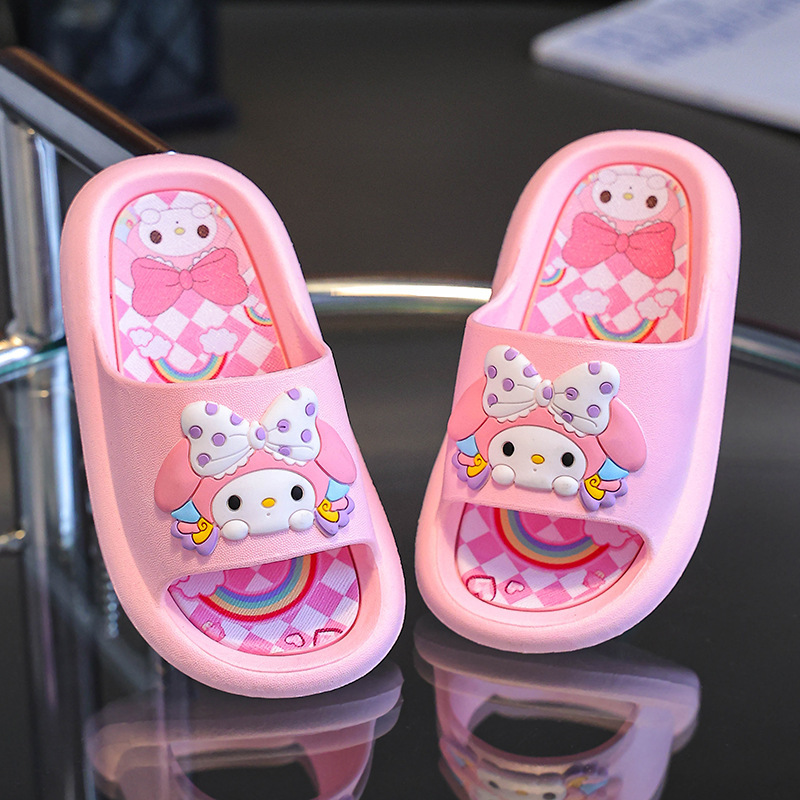 Children's Slippers, Girls, Princesses, Summer Cute Indoor Poop-Feeling Cartoon Bathing Non-Slip Baby Family Slippers