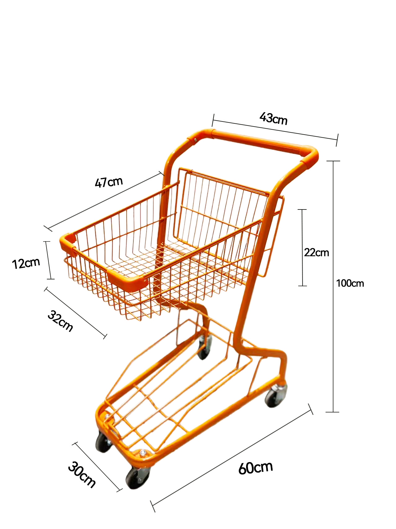 Supermercados multifuncionales agarran carritos de muñecas, centros comerciales de dos pisos, carritos de compras, puestos rojos de la red, carritos domésticos
