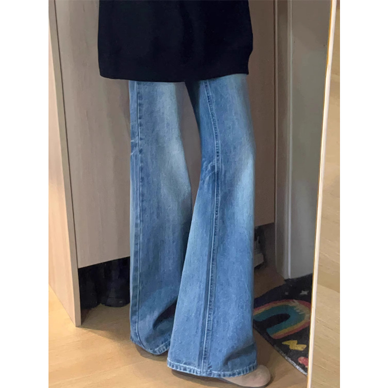 Retro Bootcut Jeans for Women in Autumn and Winter New Style for Fat Girls mm Design High-Waisted Slimming Look Non-Leg-Hugging Bell-Bottom Pants
