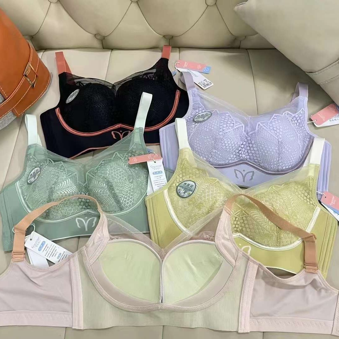 Nuevo sujetador de alta calidad de moda de encaje jacquard transpirable ajustable confortable tipo de botón múltiple tipo de ropa interior de mujer