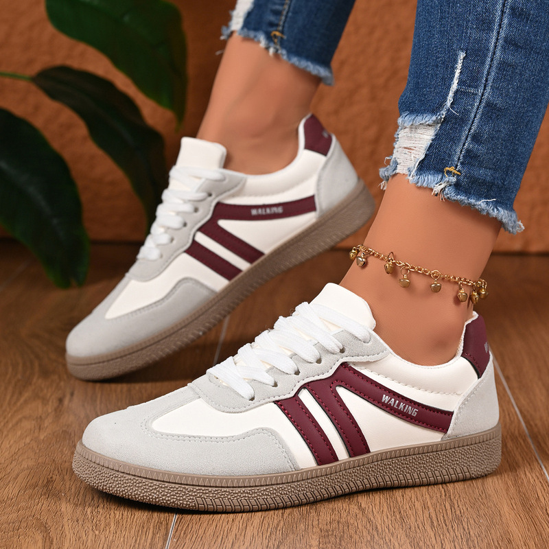 Cross-Border Women's Large Size Moral Training Shoes Sports Shoes 2025 New European and American Retro Color Matching Flat Shoes Women's Wholesale Cross-Border Women's Large Size Moral Training Shoes Sports Shoes 2025 New European and American Retro Color Matching Flat Shoes Women's Wholesale