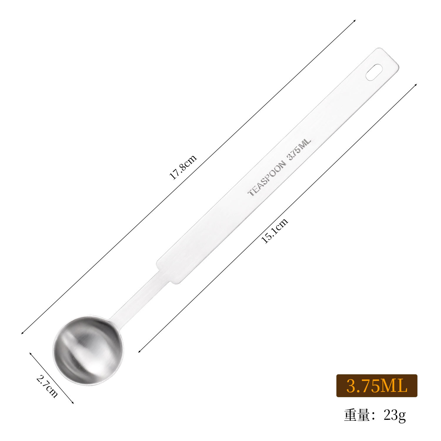 Cuchara Medidora con Mango Largo de Acero Inoxidable 304 con Escala para Cocina