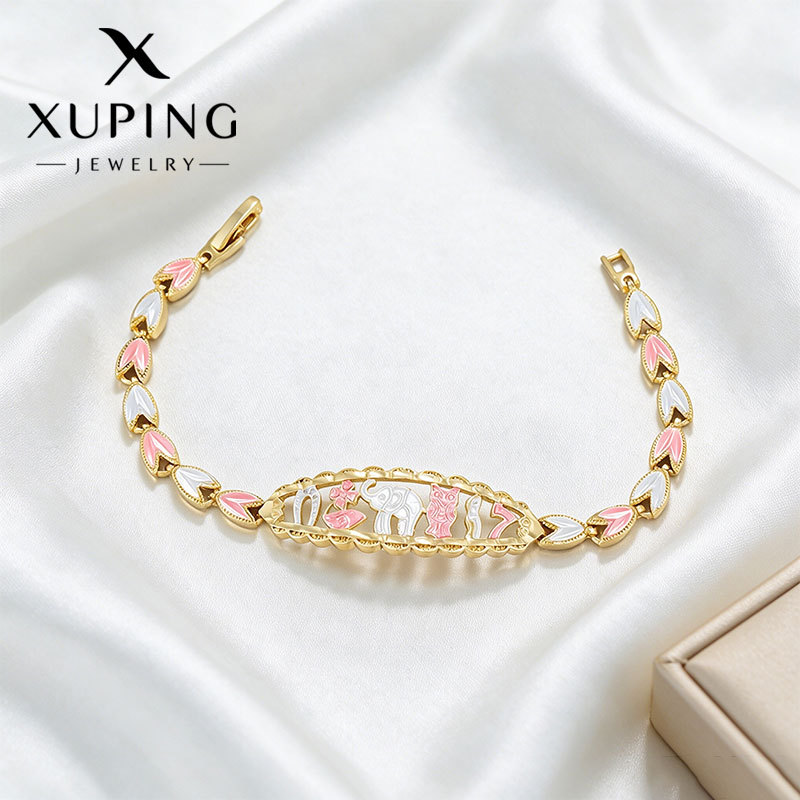 Xuping Europa y los Estados Unidos transfronterizos estilo regional personalidad pulsera de aleación de cobre chapado 14k nicho hueco joyas de mano al por mayor