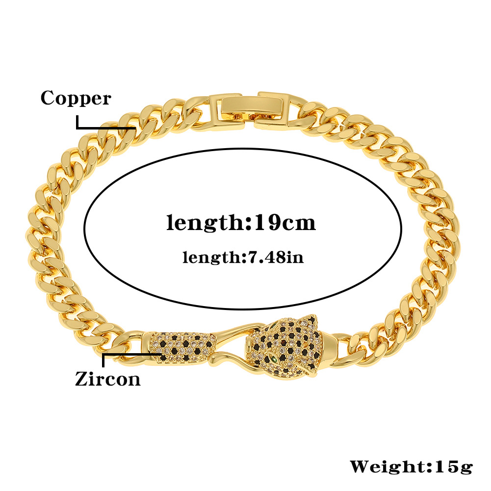 Hip-Hop Animal Copper Gold Plated Zircon Bracelets