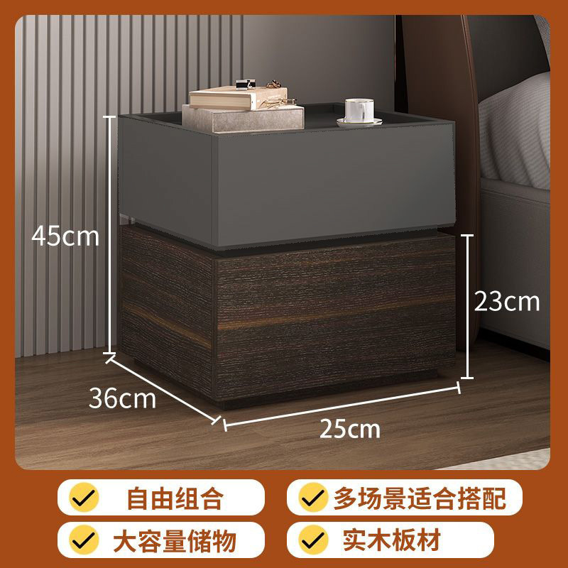 [원목 침대협탁] 아이언 그레이 + 스모크 컬러