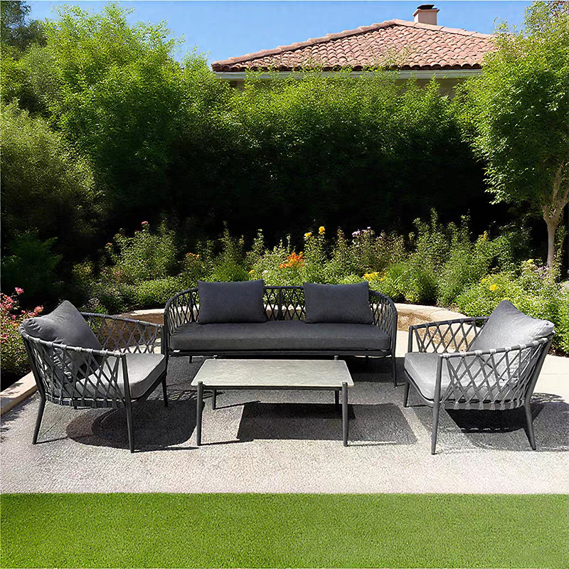 Casual sofá patio villa silla de caña casa hotel jardín terraza combinación interior y exterior silla de caña trenzada