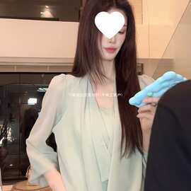 2026韩系宽松雪纺女披肩气质温柔网纱设计宽松减龄慵懒超仙小衫