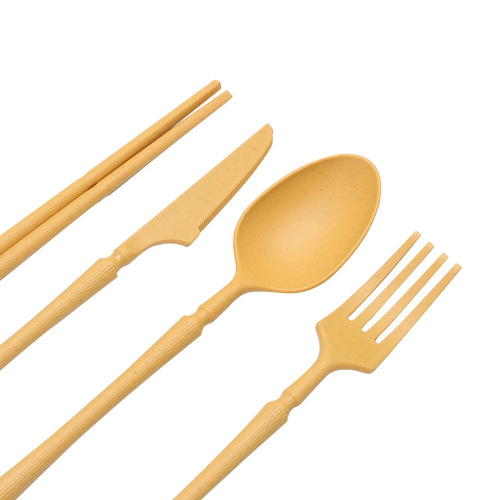 Amazon Wheat Straw Soup Bowls, Dishes, Cups Set Student Home Portable Knife, Fork, Spoon, Chopsticks Tableware Gift