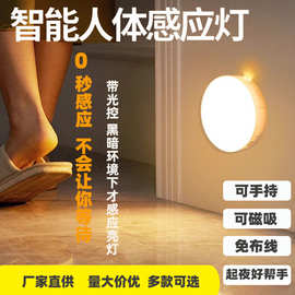 LED人体感应小夜灯橱柜楼道玄关带光控感应灯USB充电夜灯批发