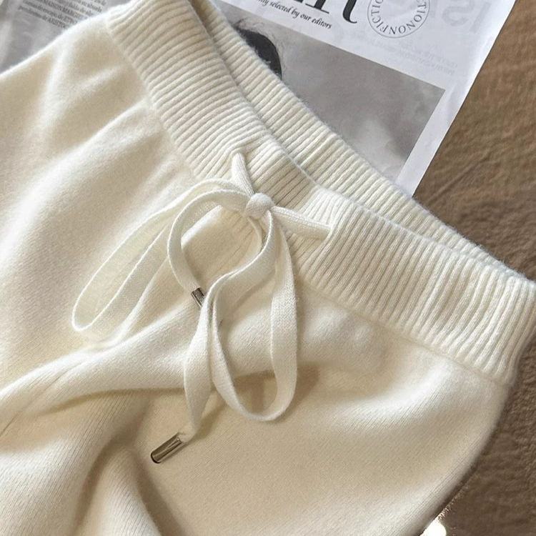 Деми-сезонные женские шерстяные брюки, 100% австралийская virgin wool, высокая талия, прямой свободный крой