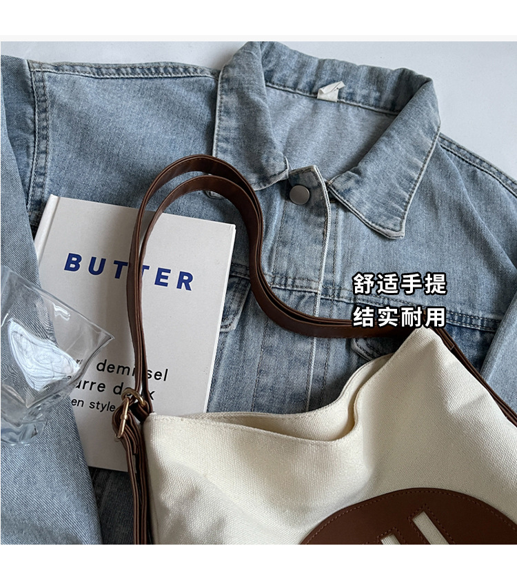 Korean letter printed multi-purpose cloth bag, 2024 new style, high-quality student backpack, commuting single-shoulder bag Item Picture