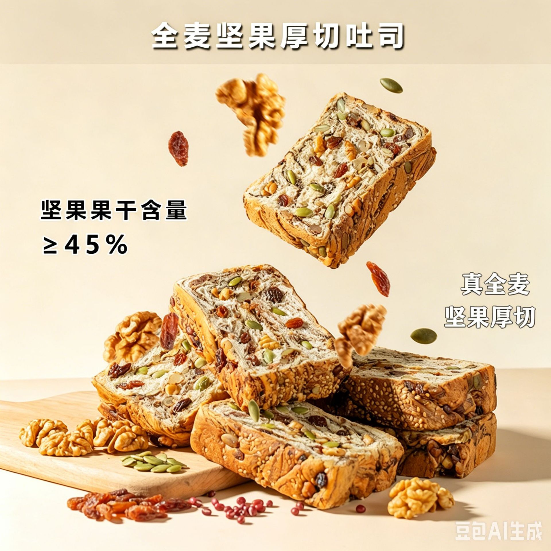 Whole Wheat Nut Thick-Cut Toast, Layer Bread, Pastry, Nutritious Breakfast Meal Replacement, Whole Box of Casual Snacks, Source Factory