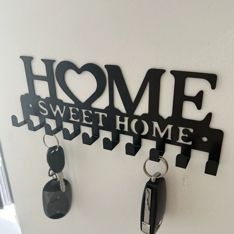 Настенная полка-подставка для ключей HOME - металлическая декоративная ключница-подвеска, крючок для входной зоны