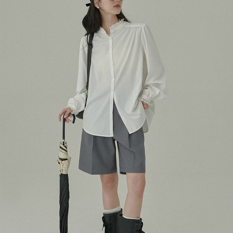 [바로크 장미셔츠] 프랑스 낭만적인 분위기 셔츠 여성