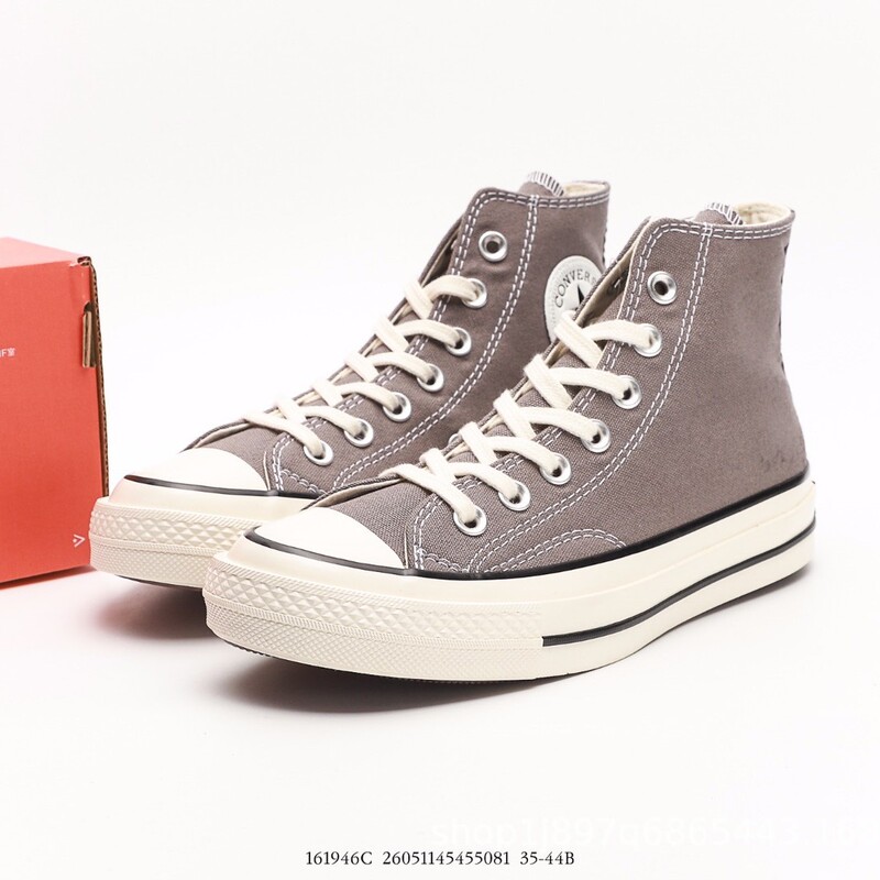 Converse 1970s high-top canvas shoes in stone gray, unisex, retro casual shoes, couple's style, trendy and versatile