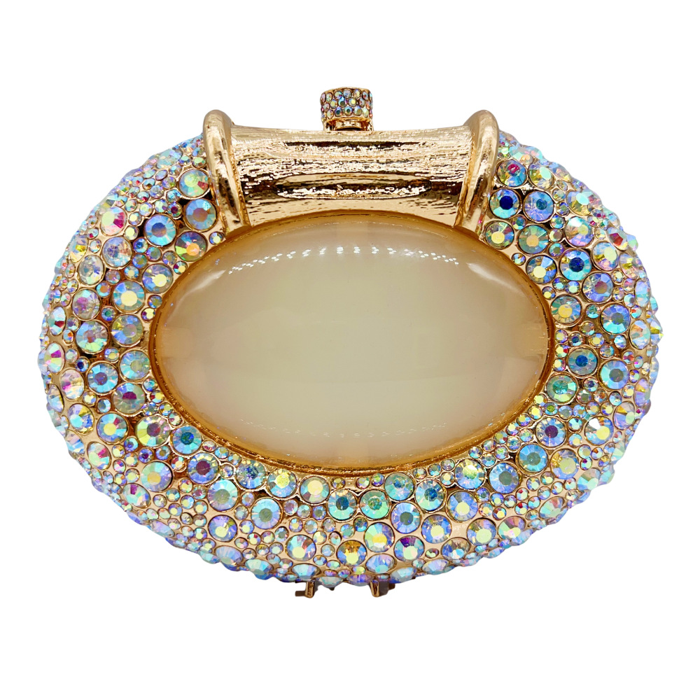 Nuevo huevo de ganso transfronterizo bolsas de cena de diamantes bolsas tridimensionales bolsas de mano de diamantes completas para banquetas europeas y estadounidenses embrague nuevo blanco dorado