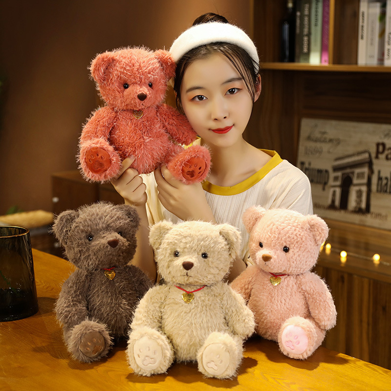 Multicolor Teddy Bear muñeca peluche perla visón peludo sentado muñeca oso marrón muñeca agarrar tela muñeca transfronteriza