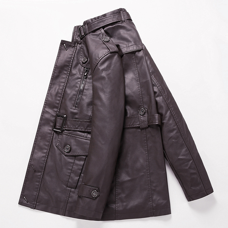 Chaqueta de cuero para hombres de invierno comercio exterior abrigado chaqueta de cuero para hombres de mediana edad ocio chaqueta de cuero de comercio exterior cálido