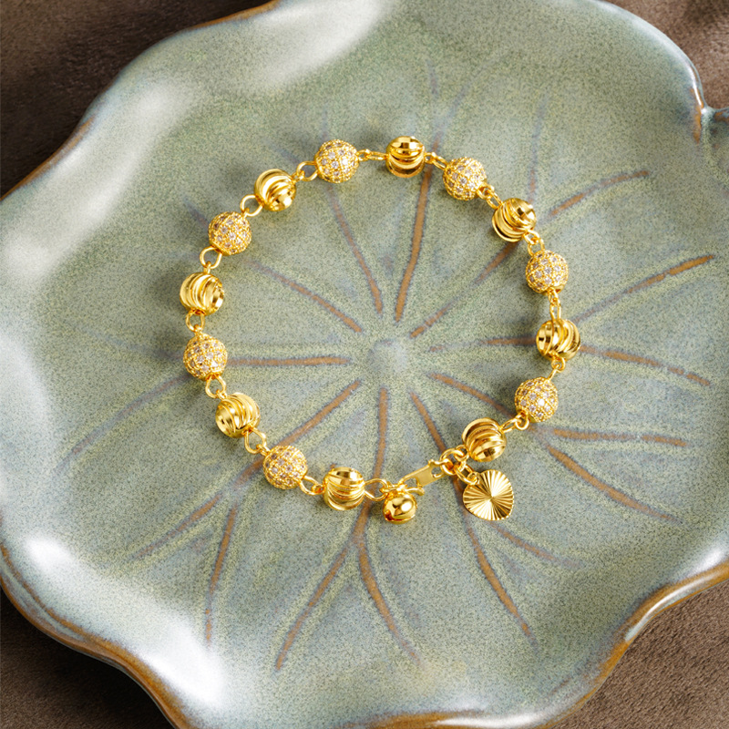 Vietnam sandy retro micro-incrustado sandía perlas pulsera campana simple mujer lujo ligero no se desvanece joyería fuente al por mayor