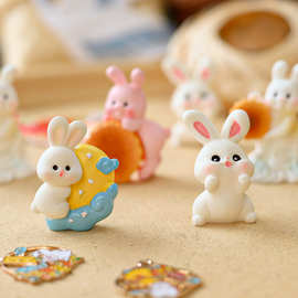 中秋节国风刺绣贴片蛋糕花束挂件装饰小兔子摆件手工diy配件批发